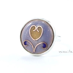 Tulipános kék-barna tűzzománc gyűrű - ékszer - gyűrű - statement gyűrű - Meska.hu