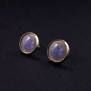 Levendulakék tűzzománc bedugós fülbevaló, Ékszer, Fülbevaló, Pötty fülbevaló, Ékszerkészítés, Tűzzománc, MESKA