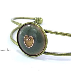 Szíves fekete-rózsaszín tűzzománc karperec, Ékszer, Karkötő, Karperec, Ékszerkészítés, Tűzzománc, MESKA