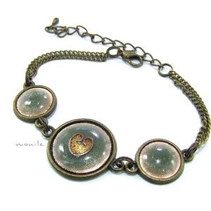 Szíves pisztáciazöld tűzzománc karkötő, Ékszer, Karkötő, Lánc karkötő, Ékszerkészítés, Tűzzománc, MESKA