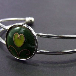 Tulipános zöld-sárga tűzzománc karperec -  - Meska.hu