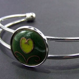 Tulipános zöld-sárga tűzzománc karperec -  - Meska.hu