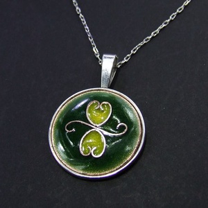 Zöld-sárga tűzzománc nyaklánc -  - Meska.hu