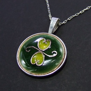 Zöld-sárga tűzzománc nyaklánc -  - Meska.hu