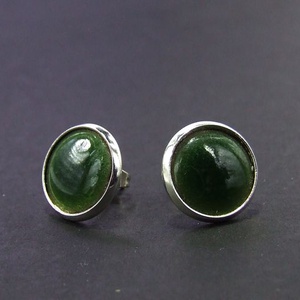 Zöld tűzzománc bedugós fülbevaló, , Ékszerkészítés, Tűzzománc, MESKA