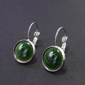 Haragoszöld tűzzománc fülbevaló, , Ékszerkészítés, Tűzzománc, MESKA