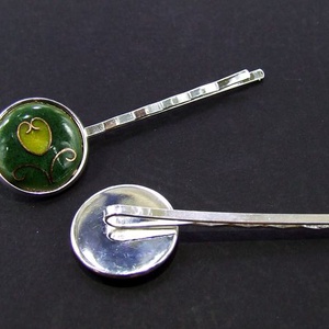 Tulipános zöld-sárga tűzzománc hajcsat -  - Meska.hu