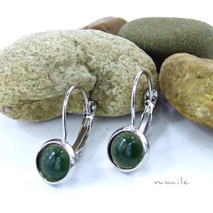 Kicsi haragoszöld tűzzománc fülbevaló, , Ékszerkészítés, Tűzzománc, MESKA