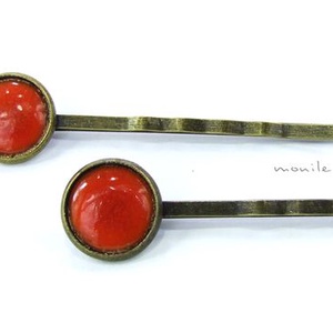 Narancssárga tűzzománc hajcsat -  - Meska.hu