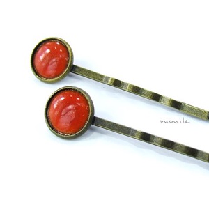 Narancssárga tűzzománc hajcsat, , Ékszerkészítés, Tűzzománc, MESKA