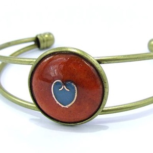 Narancs-türkiz tűzzománc karperec -  - Meska.hu