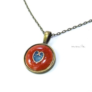 Szíves narancs-türkiz tűzzománc nyaklánc -  - Meska.hu