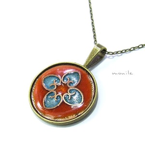 Narancs-türkiz tűzzománc nyaklánc -  - Meska.hu