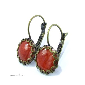 Narancs tűzzománc fülbevaló hullámos széllel -  - Meska.hu