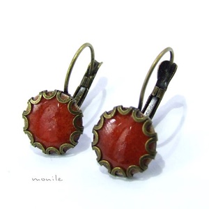 Narancs tűzzománc fülbevaló hullámos széllel -  - Meska.hu