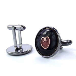 Mandzsettagomb - szíves fekete-rózsaszín tűzzománc, Ékszer, Mandzsettagomb, Ékszerkészítés, Tűzzománc, MESKA