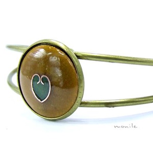 Szíves mustársárga-zöld tűzzománc karperec, Ékszer, Karkötő, Karperec, Ékszerkészítés, Tűzzománc, MESKA