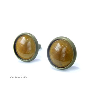 Mustársárga tűzzománc bedugós fülbevaló - ékszer - fülbevaló - pötty fülbevaló - Meska.hu