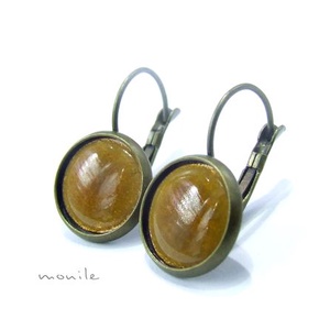 Mustársárga tűzzománc fülbevaló - ékszer - fülbevaló - lógós kerek fülbevaló - Meska.hu