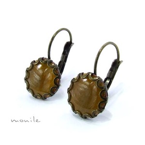 Mustársárga tűzzománc fülbevaló hullámos széllel, Ékszer, Fülbevaló, Klipsz, Ékszerkészítés, Tűzzománc, MESKA