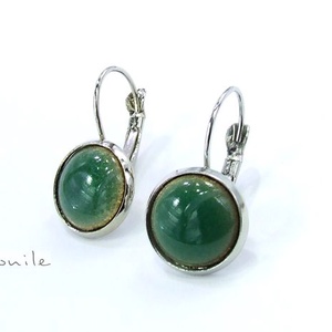 Mentazöld tűzzománc fülbevaló - ékszer - fülbevaló - lógós kerek fülbevaló - Meska.hu