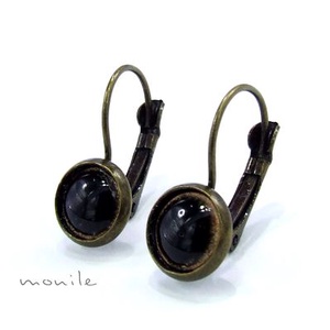 Kicsi fekete tűzzománc fülbevaló, Ékszer, Fülbevaló, Lógó fülbevaló, Ékszerkészítés, Tűzzománc, MESKA