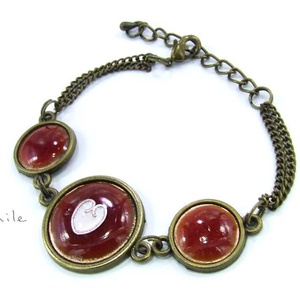 Szíves bordó-fehér tűzzománc karkötő, , Ékszerkészítés, Tűzzománc, MESKA