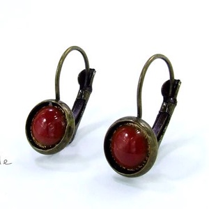 Kicsi piros tűzzománc fülbevaló, , Ékszerkészítés, Tűzzománc, MESKA