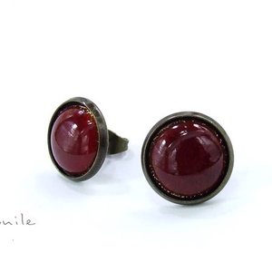 Bordó tűzzománc bedugós fülbevaló, , Ékszerkészítés, Tűzzománc, MESKA