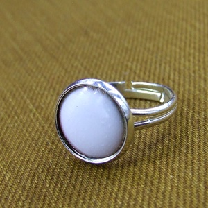 Fehér tűzzománc gyűrű, Ékszer, Gyűrű, Szoliter gyűrű, Ékszerkészítés, Tűzzománc, MESKA