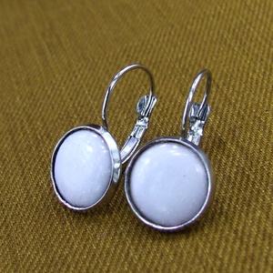 Fehér tűzzománc fülbevaló, Ékszer, Fülbevaló, Lógós kerek fülbevaló, Ékszerkészítés, Tűzzománc, MESKA