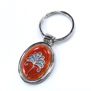 Életfás tűzzománc kulcstartó (narancs-türkiz) -  - Meska.hu
