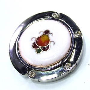 Virágos fehér-narancs tűzzománc táskatartó, , Ékszerkészítés, Tűzzománc, MESKA