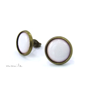 Fehér tűzzománc bedugós fülbevaló, , Ékszerkészítés, Tűzzománc, MESKA