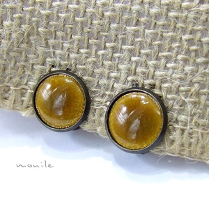 Klipsz tűzzománc fülbevaló - mustársárga - ékszer - fülbevaló - klipsz - Meska.hu