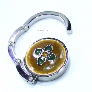 Mustársárga-zöld tűzzománc táskatartó - táska & tok - kulcstartó & táskadísz - táskaakasztó - Meska.hu