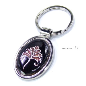 Fekete-rózsaszín tűzzománc kulcstartó, Táska & Tok, Kulcstartó & Táskadísz, Kulcstartó, Ékszerkészítés, Tűzzománc, MESKA