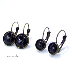 Fekete tűzzománc fülbevaló - ékszer - fülbevaló - lógó fülbevaló - Meska.hu