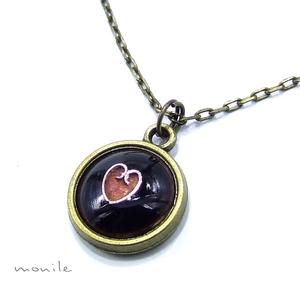 Szíves fekete-rózsaszín tűzzománc nyaklánc - ékszer - nyaklánc - medálos nyaklánc - Meska.hu
