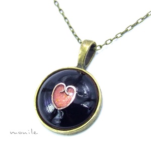 Szíves fekete-rózsaszín tűzzománc nyaklánc, Ékszer, Nyaklánc, Medálos nyaklánc, Ékszerkészítés, Tűzzománc, MESKA