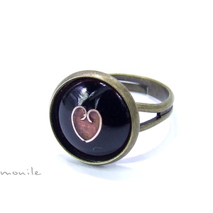 Szíves fekete-rózsaszín tűzzománc gyűrű - ékszer - gyűrű - szoliter gyűrű - Meska.hu