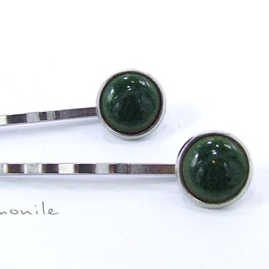 Haragoszöld tűzzománc hajcsat, , Ékszerkészítés, Tűzzománc, MESKA