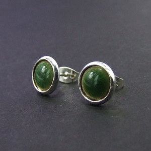 Haragoszöld tűzzománc bedugós fülbevaló, , Ékszerkészítés, Tűzzománc, MESKA