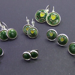 Haragoszöld tűzzománc fülbevaló -  - Meska.hu