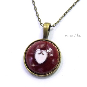 Szíves bordó-fehér tűzzománc nyaklánc, , Ékszerkészítés, Tűzzománc, MESKA