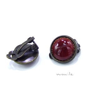 Klipsz tűzzománc fülbevaló - bordó, , Ékszerkészítés, Tűzzománc, MESKA