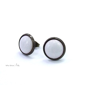 Fehér tűzzománc bedugós fülbevaló -  - Meska.hu