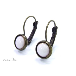 Hófehér tűzzománc fülbevaló -  - Meska.hu