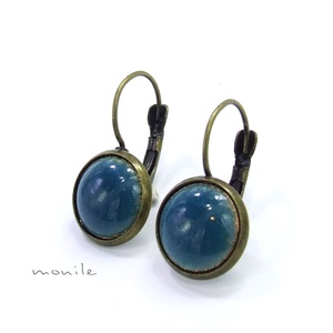 Kékeszöld tűzzománc fülbevaló, , Ékszerkészítés, Tűzzománc, MESKA