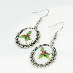 Üveglencsés karácsonyi fülik, Ékszer, Fülbevaló, Lógó fülbevaló, Ékszerkészítés, MESKA